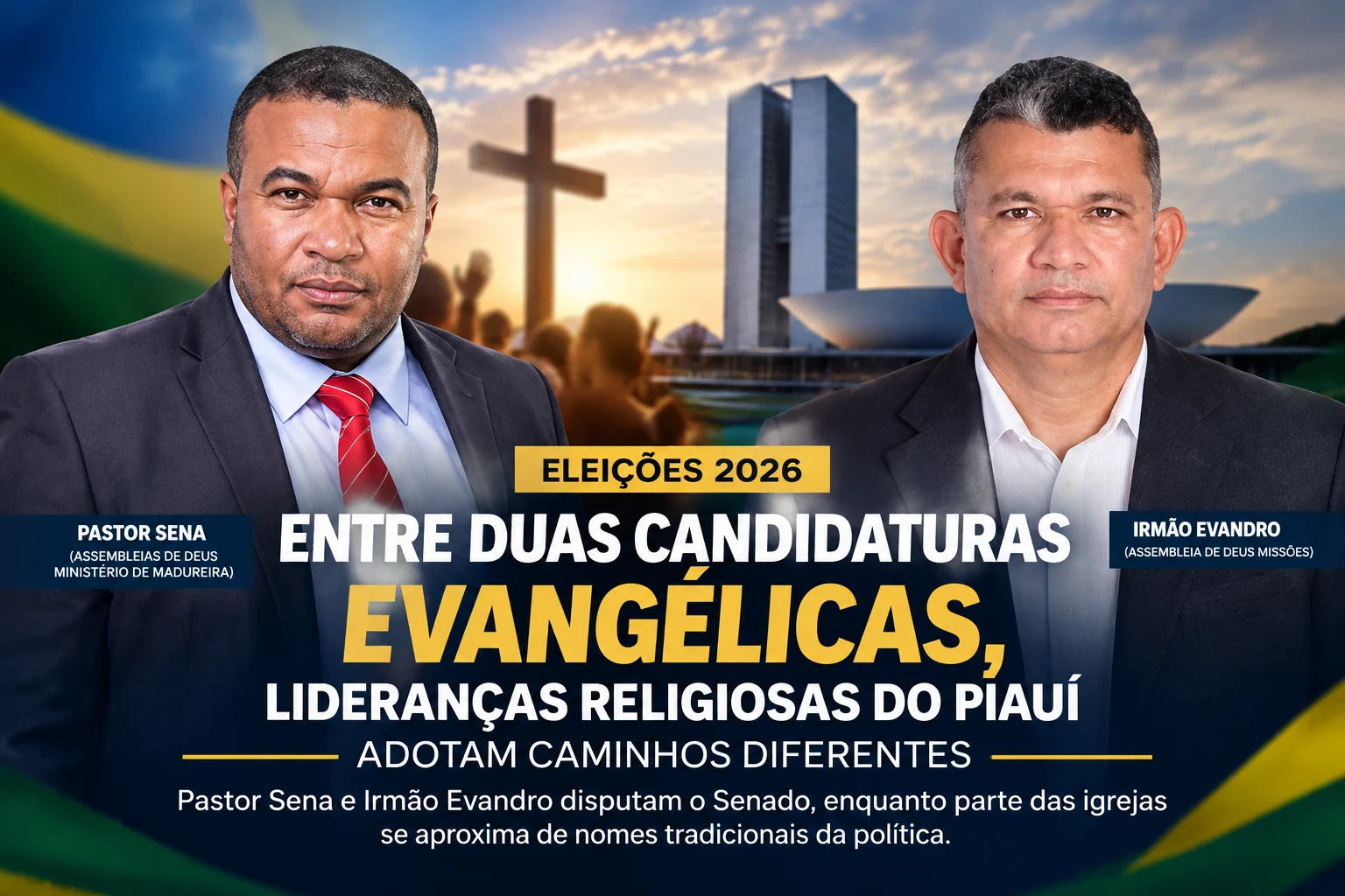 Imagem relacionada à matéria: Duas candidaturas evangélicas aparecem nas pesquisas para o Senado e ampliam debate sobre representação religiosa no Piauí