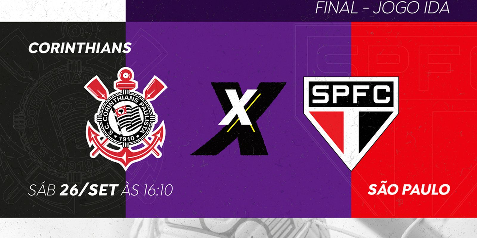 A exibição do clássico tem início a partir das 16h10 com bola rolando direto da Neo Química Arena, em São Paulo (SP), às 16h30.
